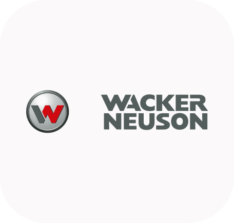 Wacker Neuson logo with a metallic circle and red W on the left, bold grey company name on the right, set on a white background.