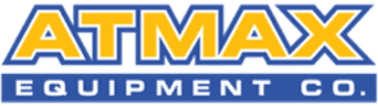 ATMAX Equipment Co. logo with bold yellow ATMAX outlined in blue, and EQUIPMENT CO. in white on a blue rectangle below.